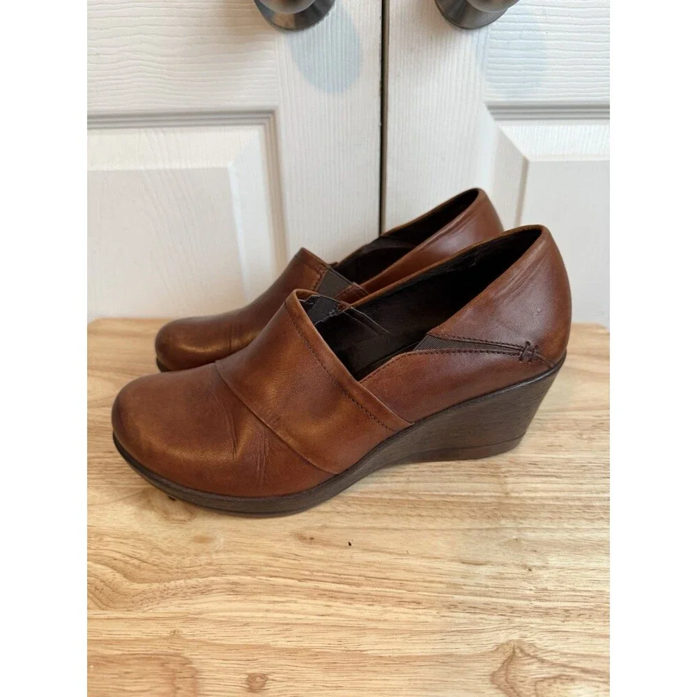 Dansko Rosaline Brown Leather Wedge Heel Shoes Size EU 39